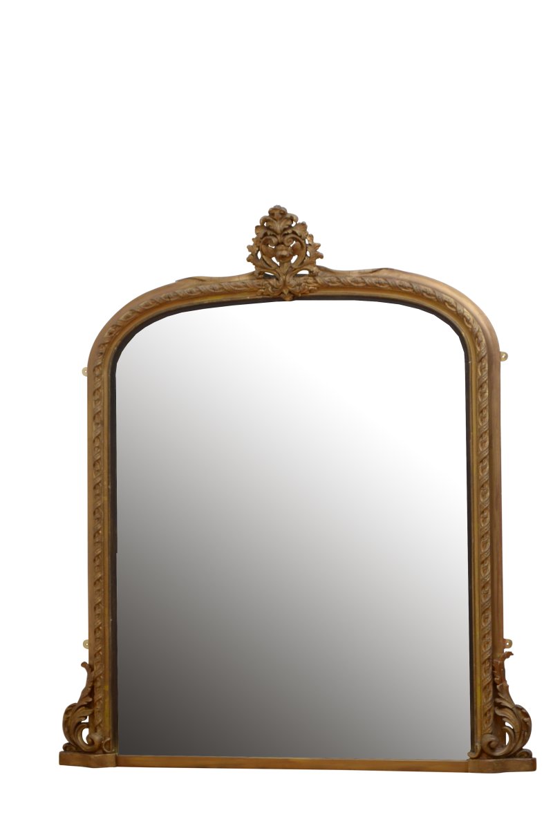 A Large Antique 19th Century Gilded Overmantel Mirror H155cm